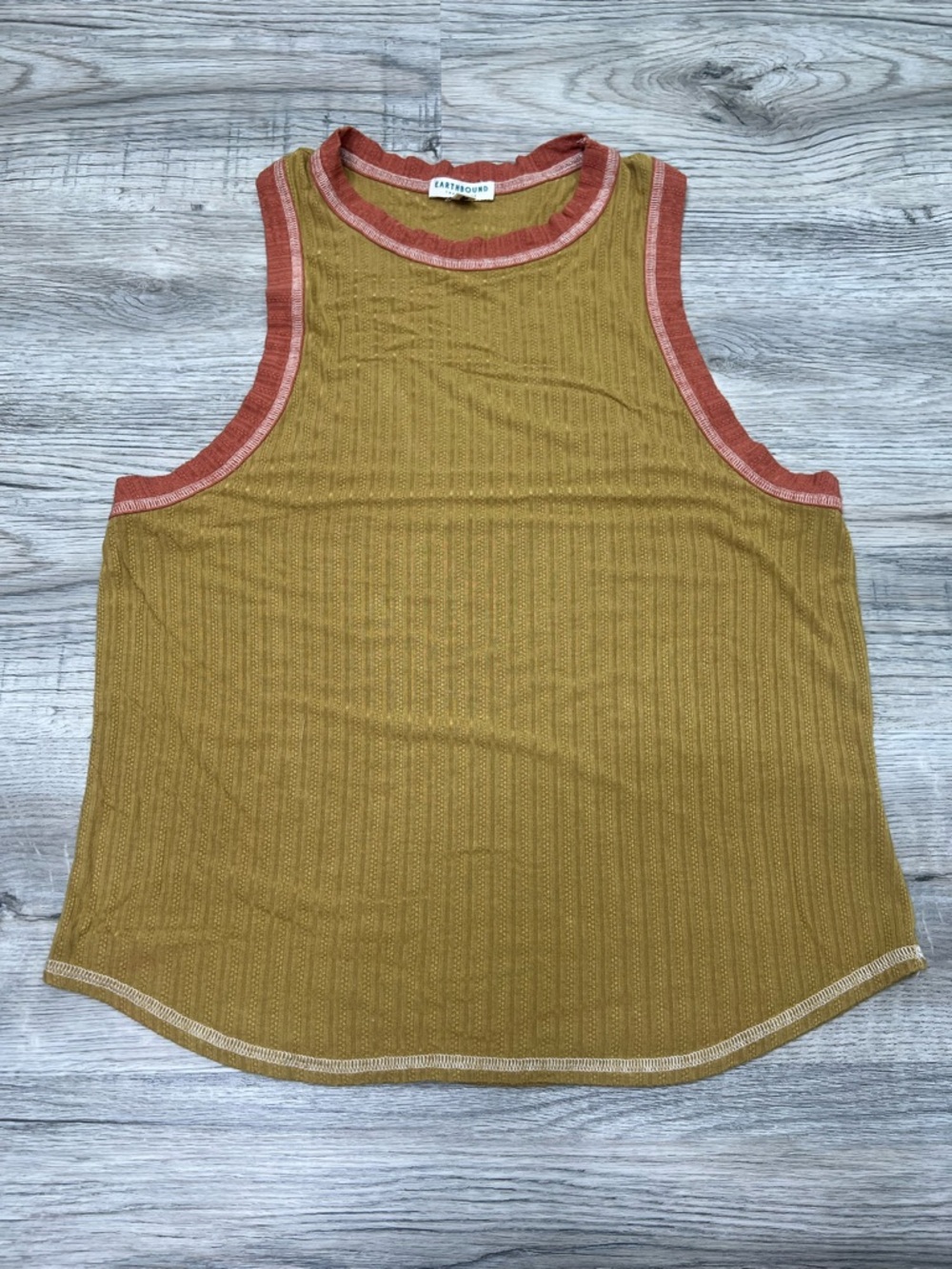Earthbound mustard yellow ribbed tank top size XL